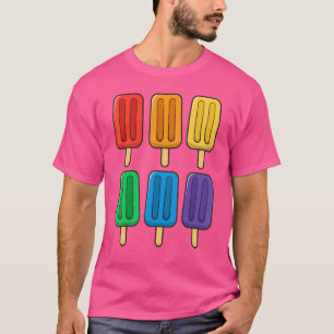 Lgbt国旗のポピックス7月4日Popsiclesアメリカ国旗in Tシャツ