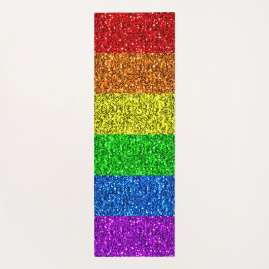 LGBT国旗のレインボー鮮やかグリッタースパークルプライド ヨガマット (裏面)