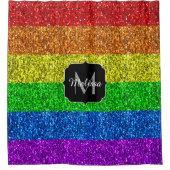 LGBT国旗のレインボー鮮やかグリッタースパークルモノグラム シャワーカーテン (正面)