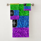 LGBT国旗のレインボー鮮やかグリッタースパークルモノグラム バスタオルセット (インサイチュ)