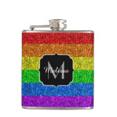 LGBT国旗のレインボー鮮やかグリッタースパークルモノグラム フラスク (正面)