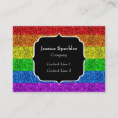 LGBT国旗のレインボー鮮やかグリッタースパークルモノグラム 名刺 (裏面)