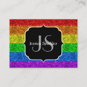 LGBT国旗のレインボー鮮やかグリッタースパークルモノグラム 名刺 (裏面)