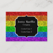 LGBT国旗のレインボー鮮やかグリッタースパークルモノグラム 名刺 (正面)