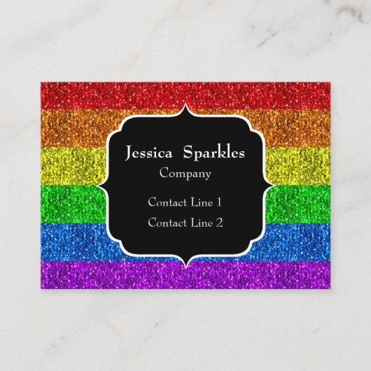 LGBT国旗のレインボー鮮やかグリッタースパークルモノグラム 名刺 (正面)