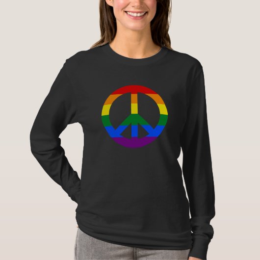 LGBT国旗の平和標識フード付きスウェットシャツ Tシャツ (正面)