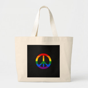 LGBT国旗の平和標識 ラージトートバッグ