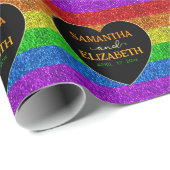 LGBT国旗の虹のハートがゲイ結婚の ラッピングペーパー (ロールコーナー)