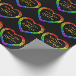 LGBT国旗の虹のハートがゲイ結婚の ラッピングペーパー