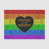 LGBT国旗の虹のハートがゲイ結婚の 薄葉紙 (正面)