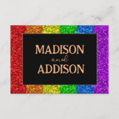 LGBT国旗の虹の輝きゲイレズ結婚ビアン エンクロージャーカード (裏面)