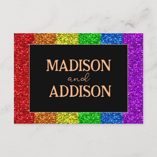 LGBT国旗の虹の輝きゲイレズ結婚ビアン エンクロージャーカード (裏面)