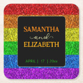 LGBT国旗の虹の輝きゲイレズ結婚ビアン スクエアペーパーコースター (正面)