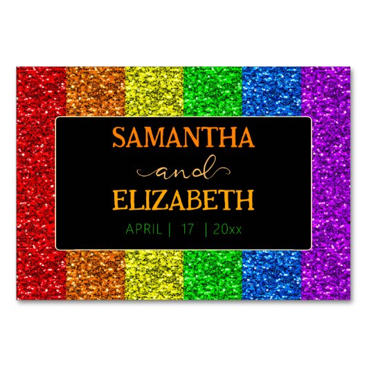 LGBT国旗の虹の輝きゲイレズ結婚ビアン テーブルナンバー (裏面)