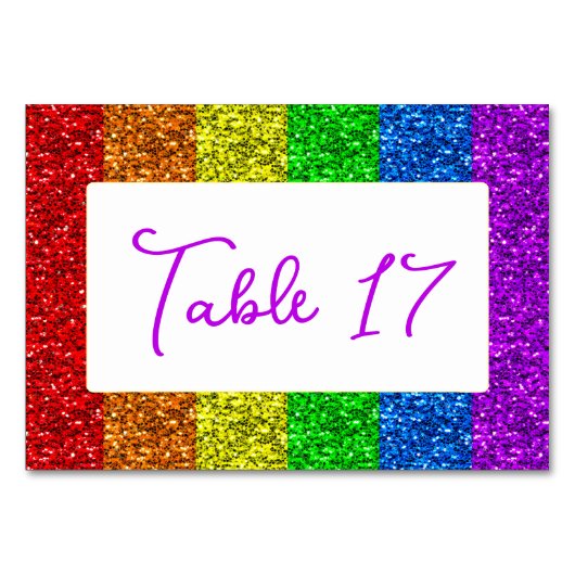 LGBT国旗の虹の輝きゲイレズ結婚ビアン テーブルナンバー (正面)