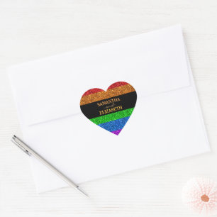 LGBT国旗の虹の輝きゲイレズ結婚ビアン ハートシール