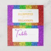 LGBT国旗の虹の輝きゲイレズ結婚ビアン プレイスカード (外部開封)