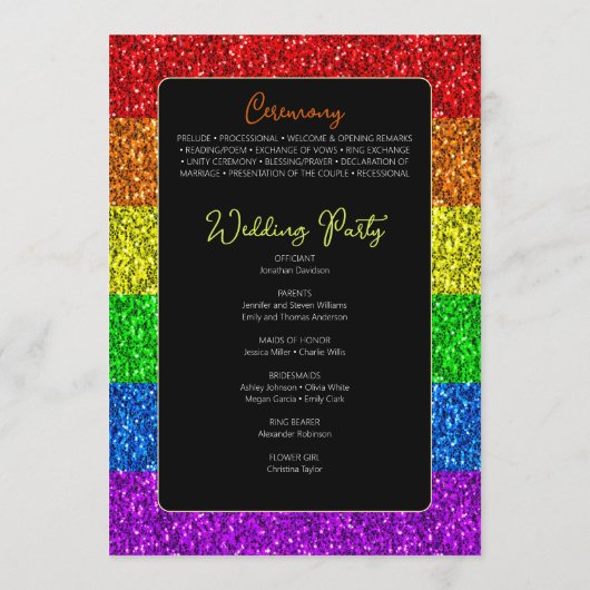 LGBT国旗の虹の輝きゲイレズ結婚ビアン プログラム (裏面)