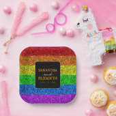 LGBT国旗の虹の輝きゲイレズ結婚ビアン ペーパープレート (パーティー)