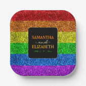 LGBT国旗の虹の輝きゲイレズ結婚ビアン ペーパープレート (正面)