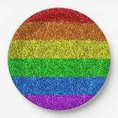LGBT国旗の虹の輝きゲイレズ結婚ビアン ペーパープレート (正面)