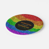 LGBT国旗の虹の輝きゲイレズ結婚ビアン ペーパープレート (アングル)