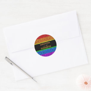 LGBT国旗の虹の輝きゲイレズ結婚ビアン ラウンドシール