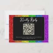 LGBT国旗の虹の輝きゲイレズ結婚ビアン 出欠カード (正面)