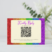 LGBT国旗の虹の輝きゲイレズ結婚ビアン 出欠カード (スタンド正面)