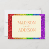 LGBT国旗の虹の輝きゲイレズ結婚ビアン 出欠カード (裏面)