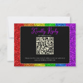 LGBT国旗の虹の輝きゲイレズ結婚ビアン 出欠カード (正面)