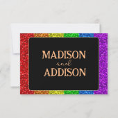 LGBT国旗の虹の輝きゲイレズ結婚ビアン 出欠カード (裏面)