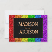 LGBT国旗の虹の輝きゲイレズ結婚ビアン 出欠カード (裏面)