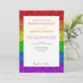LGBT国旗の虹の輝きゲイレズ結婚ビアン 招待状 (スタンド正面)