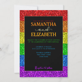 LGBT国旗の虹の輝きゲイレズ結婚ビアン 招待状