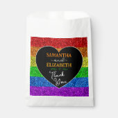 LGBT国旗の虹の輝きハート結婚の感謝 フェイバーバッグ (正面)