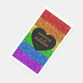 LGBT国旗の虹の輝きハート結婚の紙 (コーナー)