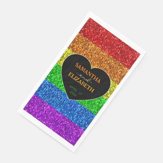 LGBT国旗の虹の輝きハート結婚の紙 (コーナー)