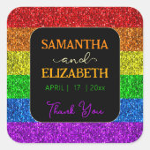 LGBT国旗の虹の輝き結婚に感謝 スクエアシール (正面)