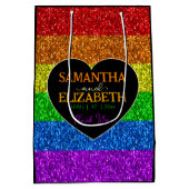 LGBT国旗の虹の輝き結婚に感謝 ミディアムペーパーバッグ (裏面)