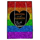 LGBT国旗の虹の輝き結婚に感謝 ミディアムペーパーバッグ (裏面)