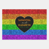 LGBT国旗の虹の輝き結婚ゲイ ラッピングペーパーシート (正面2)