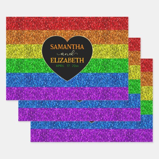 LGBT国旗の虹の輝き結婚ゲイ ラッピングペーパーシート (セット)