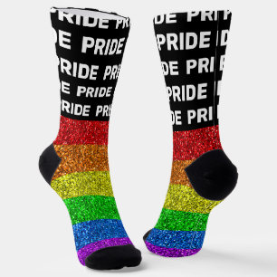 LGBT国旗の鮮やかグリッタースパークルパターンプライド ソックス