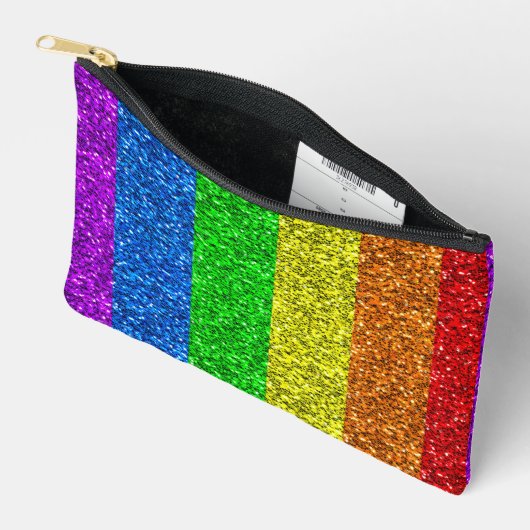 LGBT国旗の鮮やか虹のグリッター アクセサリーポーチ (見開き)
