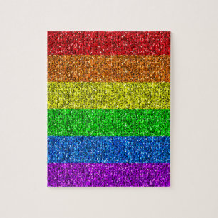 LGBT国旗の鮮やか虹のグリッター ジグソーパズル