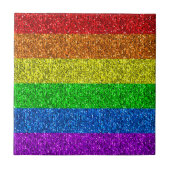 LGBT国旗の鮮やか虹のグリッター タイル (正面)