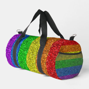 LGBT国旗の鮮やか虹のグリッター ダッフルバッグ