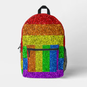 LGBT国旗の鮮やか虹のグリッター プリントバックパック (正面)