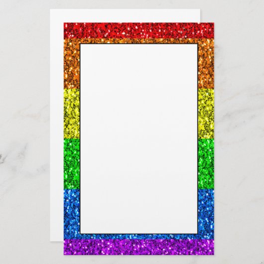 LGBT国旗の鮮やか虹のグリッター 便箋 (正面/裏面)